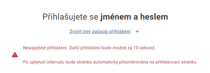 blokování přihlášení